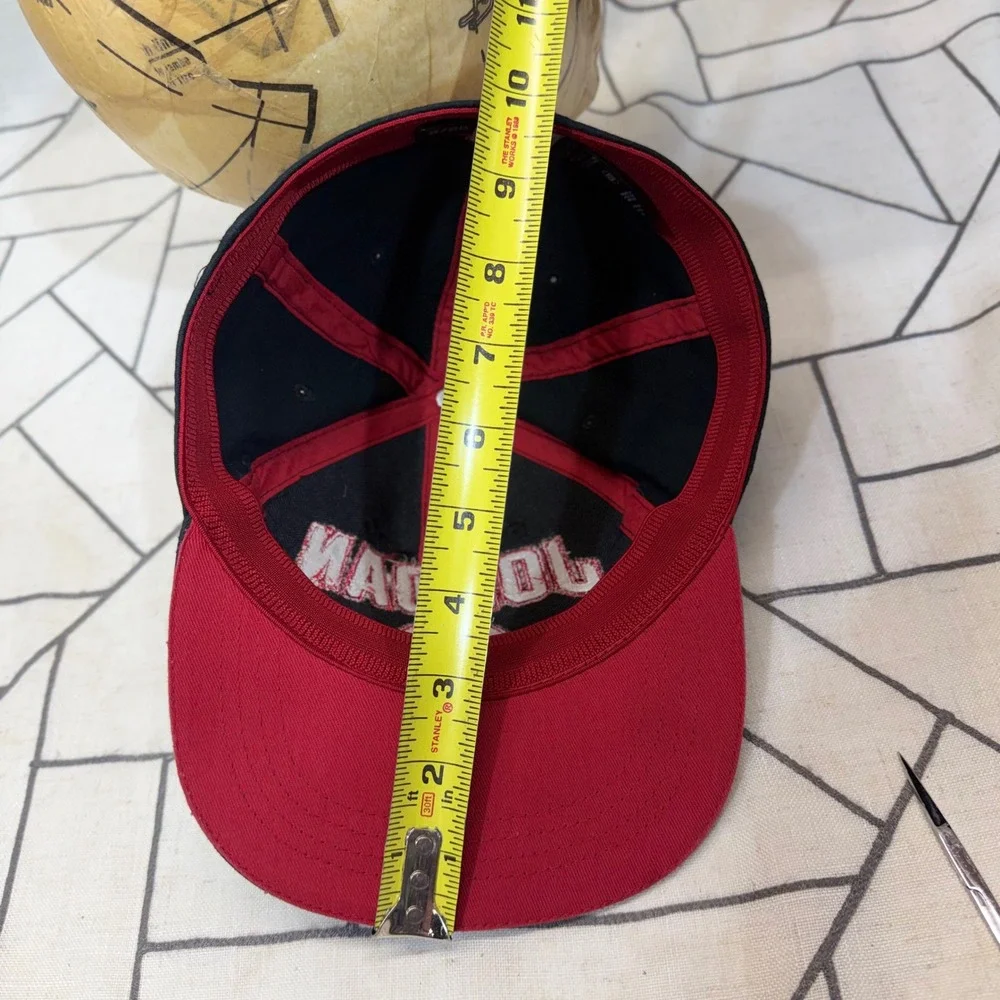 Jordan Brand Fitted Hat Youth 8/20 Black Red Jumpman Embroidered Cap